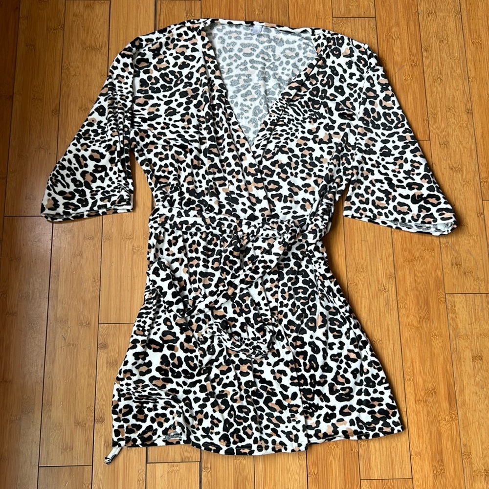 Animal Print Kimono Bathrobe - L